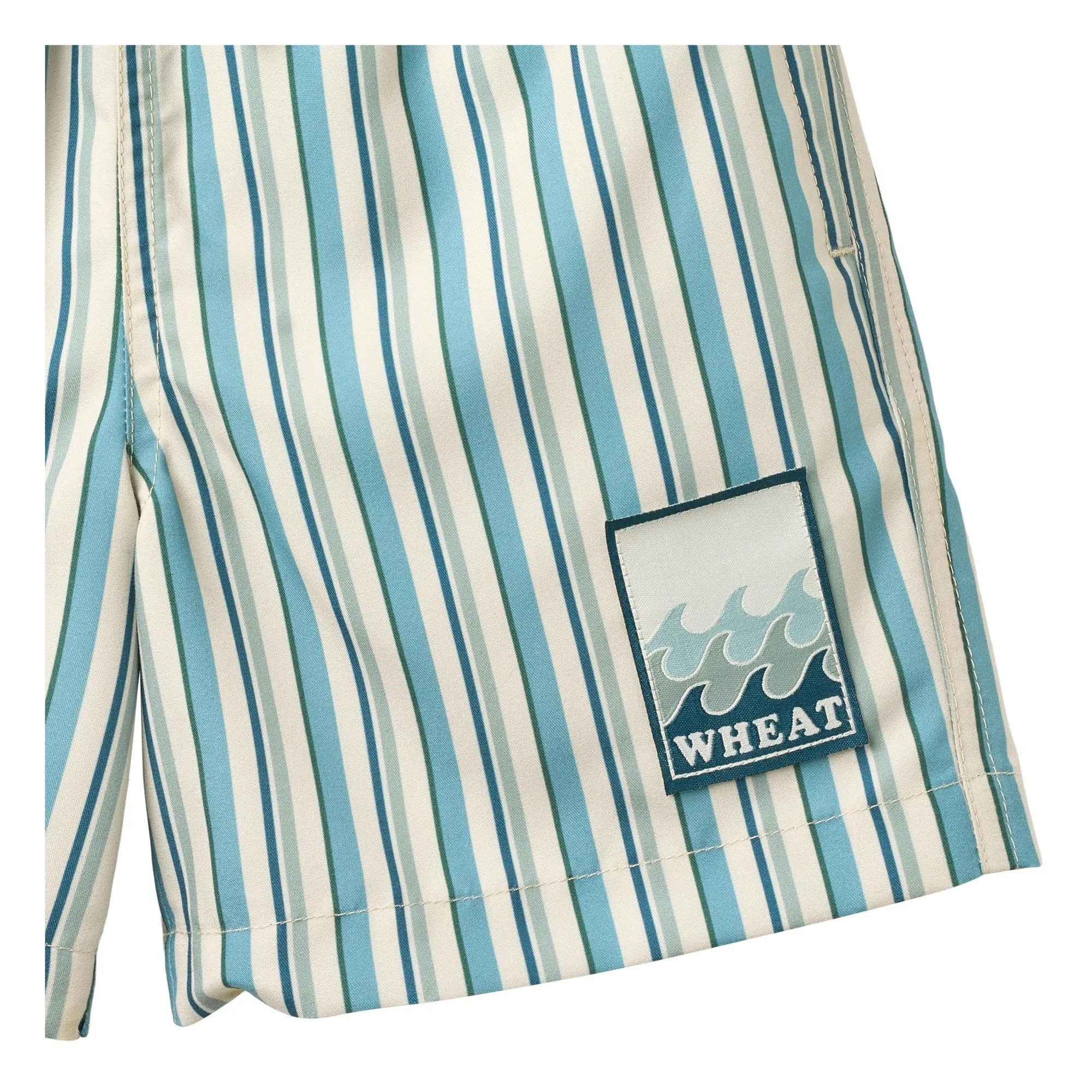 Short de Bain Rayé Hansi Badge Fibres Recyclées | Bleu- Image produit n°2
