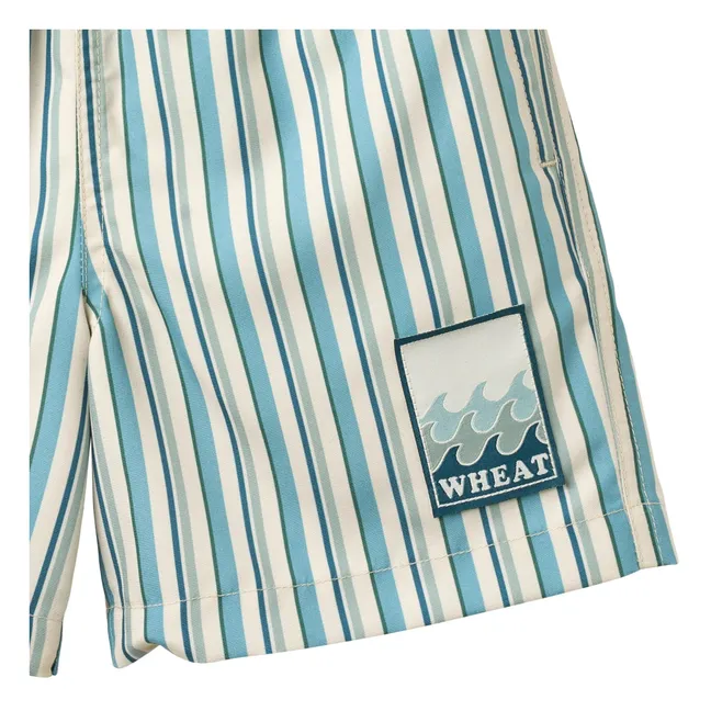 Short de Bain Rayé Hansi Badge Fibres Recyclées | Bleu