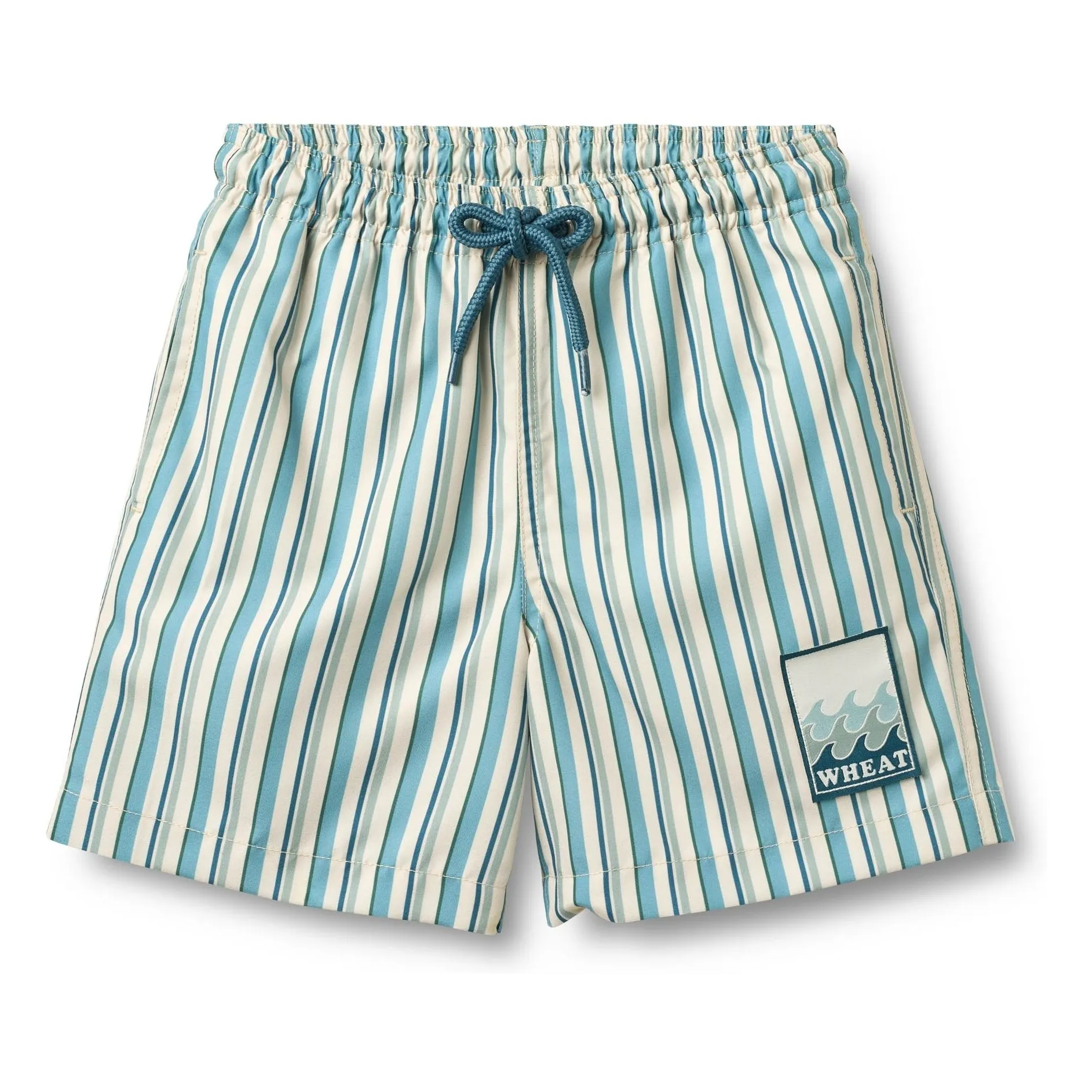 Short de Bain Rayé Hansi Badge Fibres Recyclées | Bleu- Image produit n°0