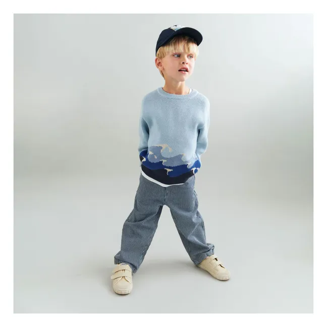 Jean Felix Rayé Coton Bio | Bleu