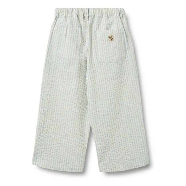 Pantalon Sasha Rayé Coton Bio | Bleu ciel