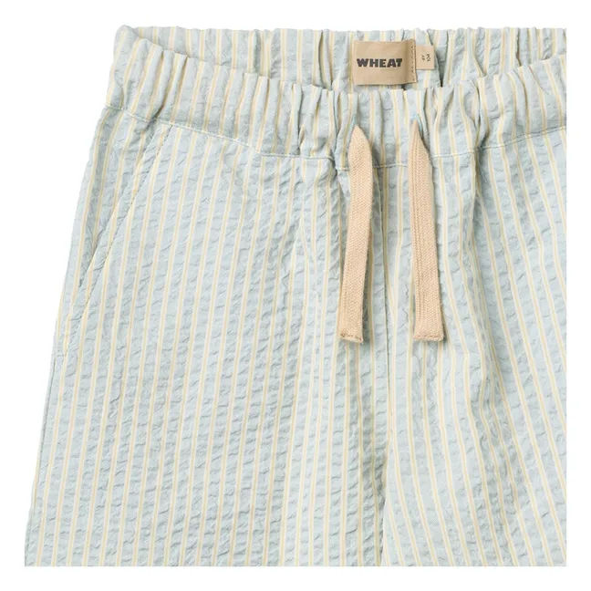 Pantalon Sasha Rayé Coton Bio | Bleu ciel