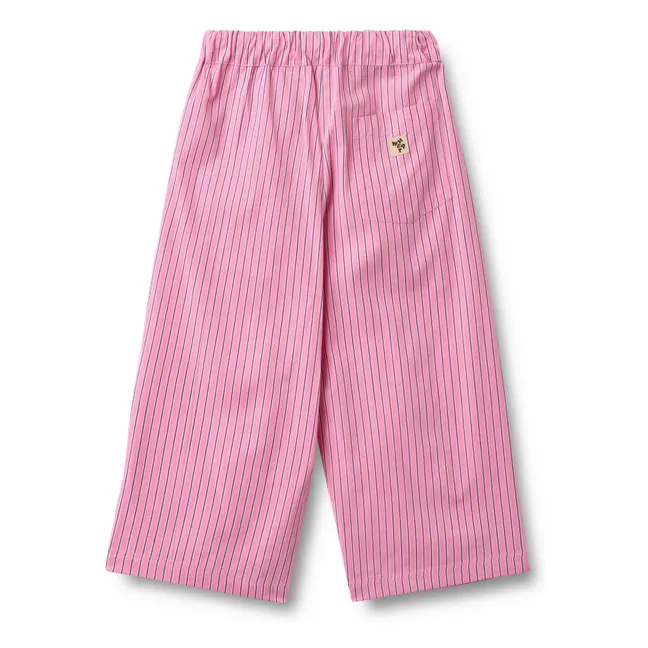 Pantalon Sasha Rayé Coton Bio | Rose