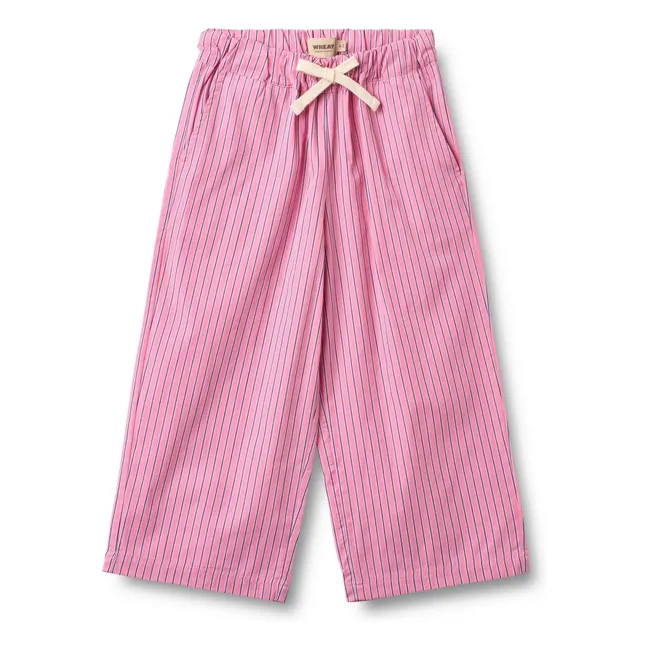 Pantalon Sasha Rayé Coton Bio | Rose