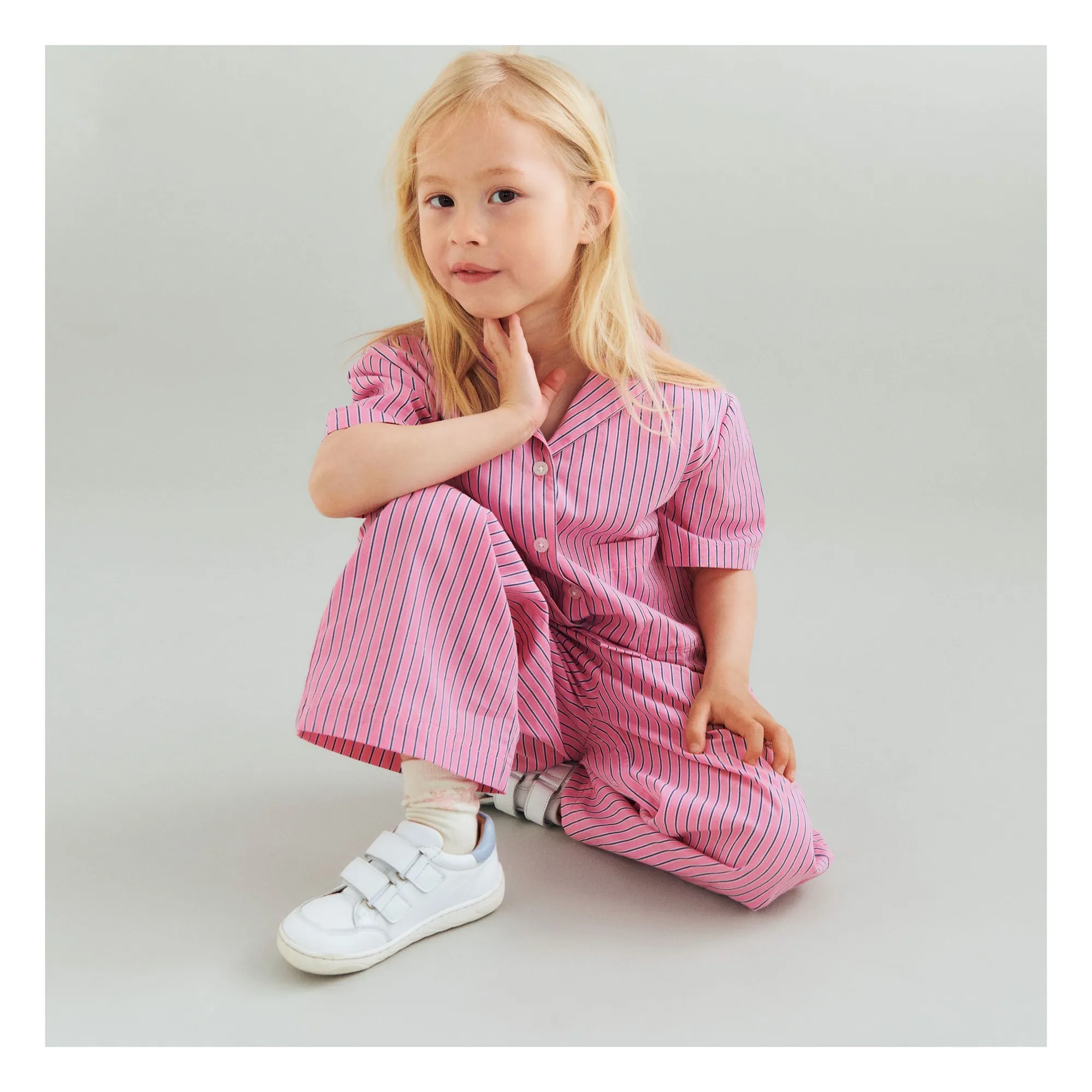 Pantalon Sasha Rayé Coton Bio | Rose- Image produit n°2