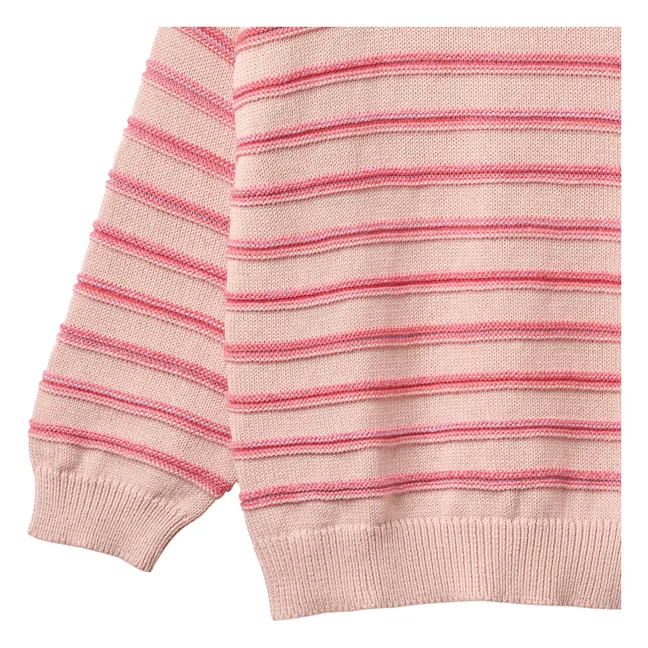 Pull Jacquard Harlow Rayé Coton Bio | Rose pâle