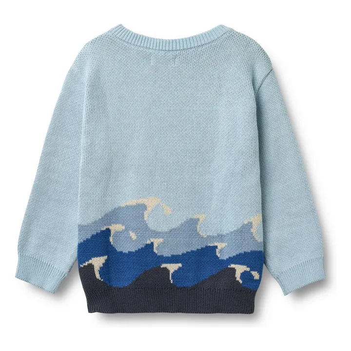 Jersey jacquard Knud Wave Algodón orgánico | Azul Cielo- Imagen del producto n°3