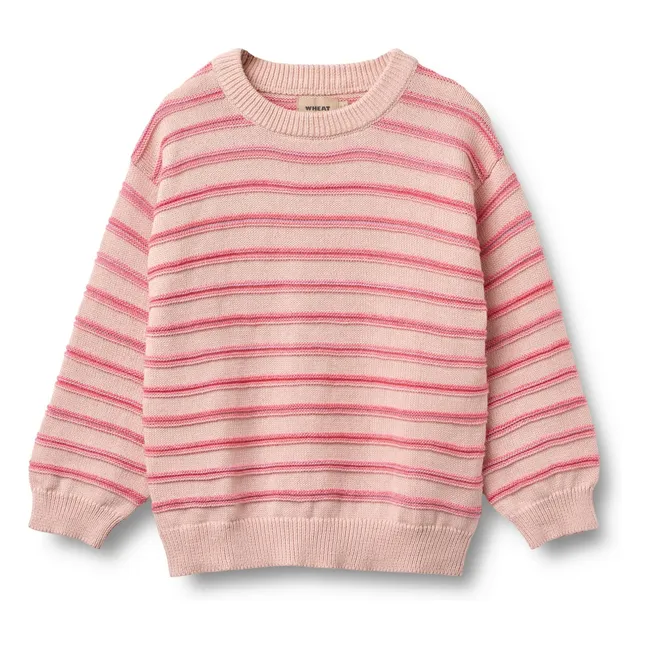 Jersey jacquard de algodón orgánico a rayas Harlow | Rosa Pálido