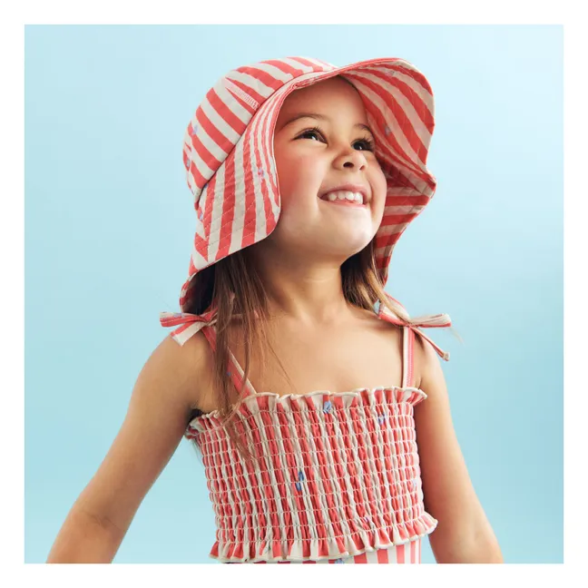 Gorro Bora Striped UV Protection Flores Fibras Recicladas | Rojo