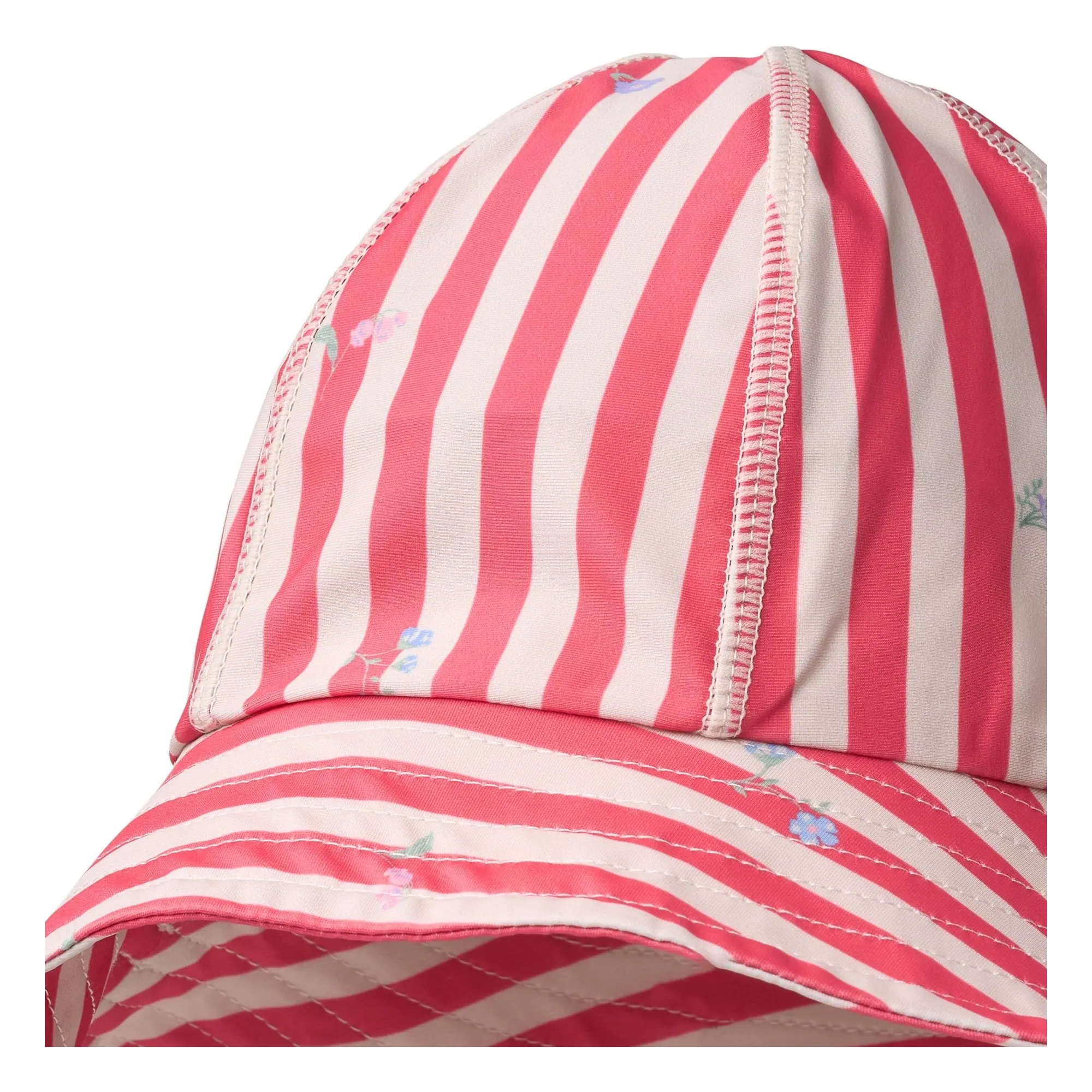 Chapeau Anti-UV Bora Rayé Fleurs Fibres Recyclées | Rouge- Image produit n°3