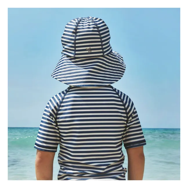 Chapeau Anti-UV Bora Rayé Fibres Recyclées | Bleu foncé