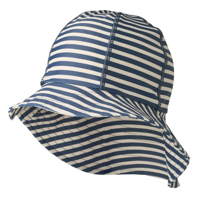 Gorro Bora a rayas con protección UV Fibras recicladas | Azul oscuro