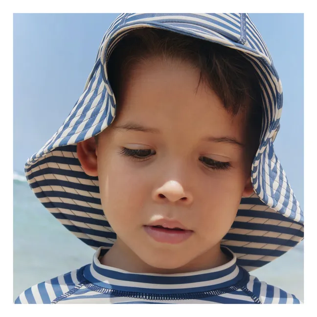 Gorro Bora a rayas con protección UV Fibras recicladas | Azul oscuro