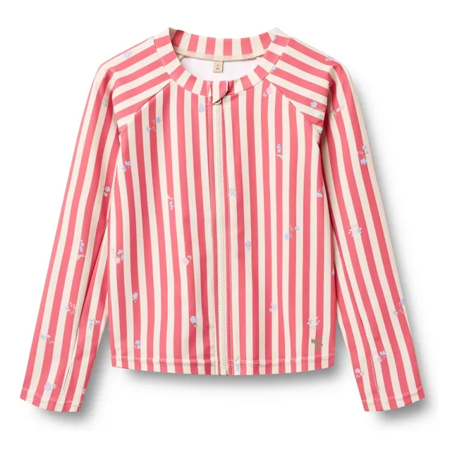 Ada Striped Recycled Fiber UV Protection Bath T-Shirt | Red