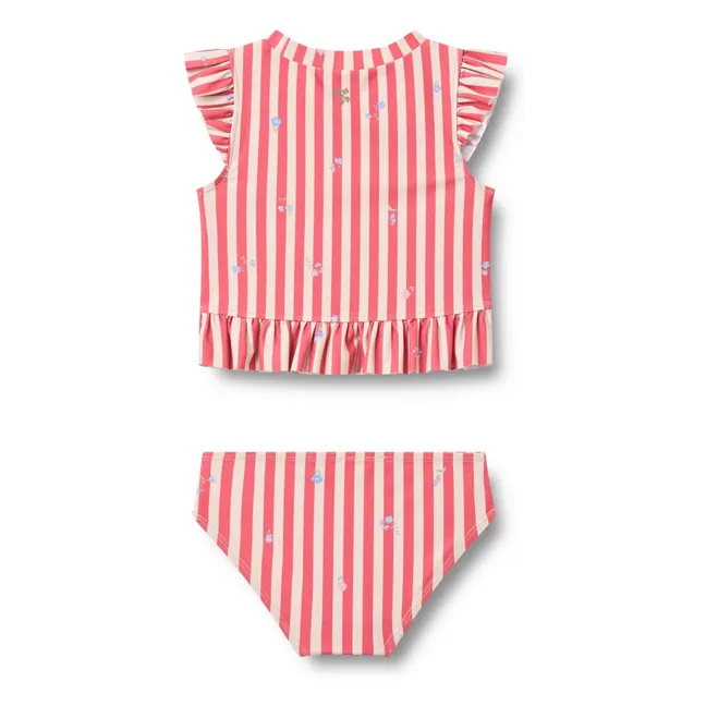 Maillot de Bain Alma Rayé Fibres Recyclées | Rouge