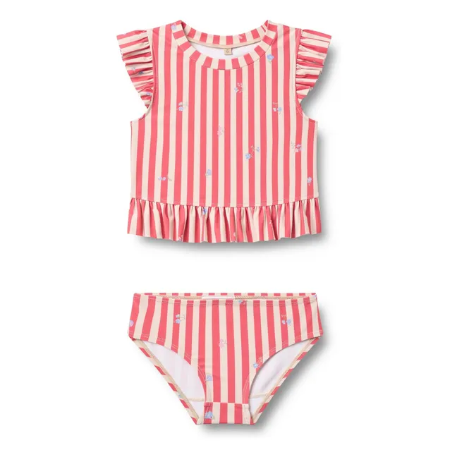Maillot de Bain Alma Rayé Fibres Recyclées | Rouge