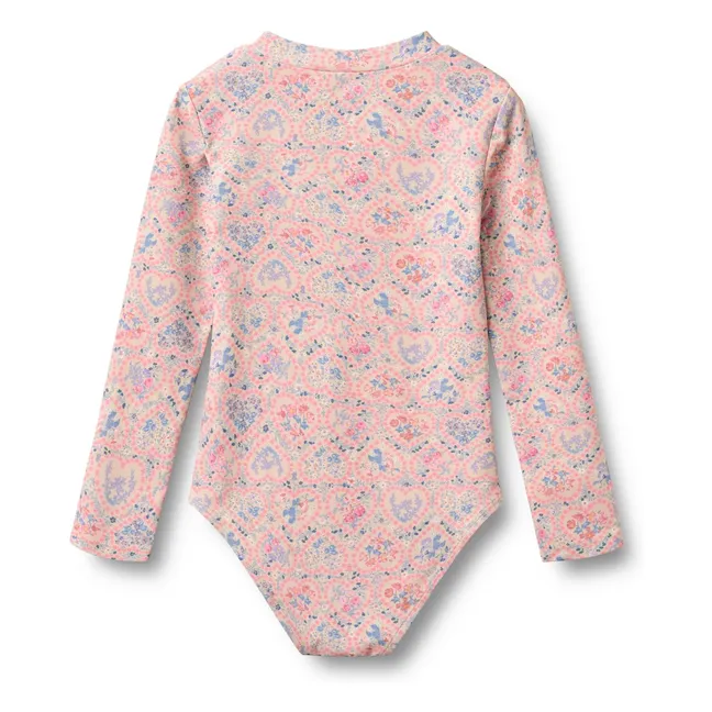 Maillot de Bain Anti-UV Margot Fleuri Fibres Recyclées | Rose pâle