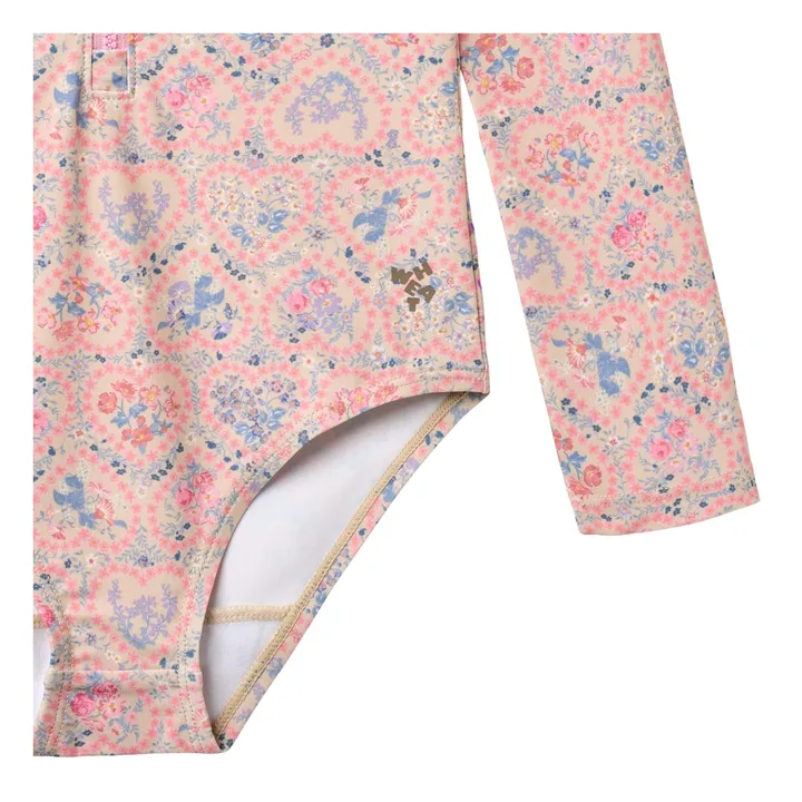 Bañador Margot Fleuri de fibra reciclada con protección UV | Rosa Pálido- Imagen del producto n°2