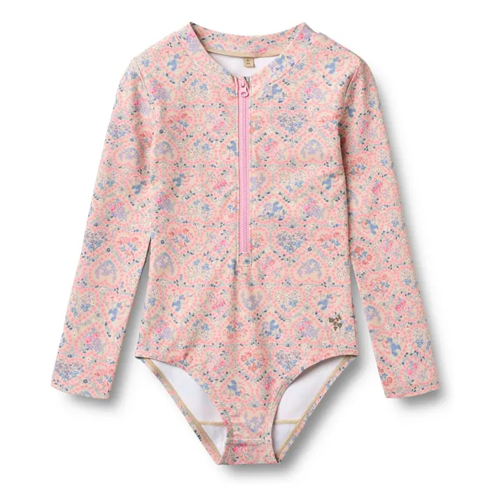 Bañador Margot Fleuri de fibra reciclada con protección UV | Rosa Pálido- Imagen del producto n°0