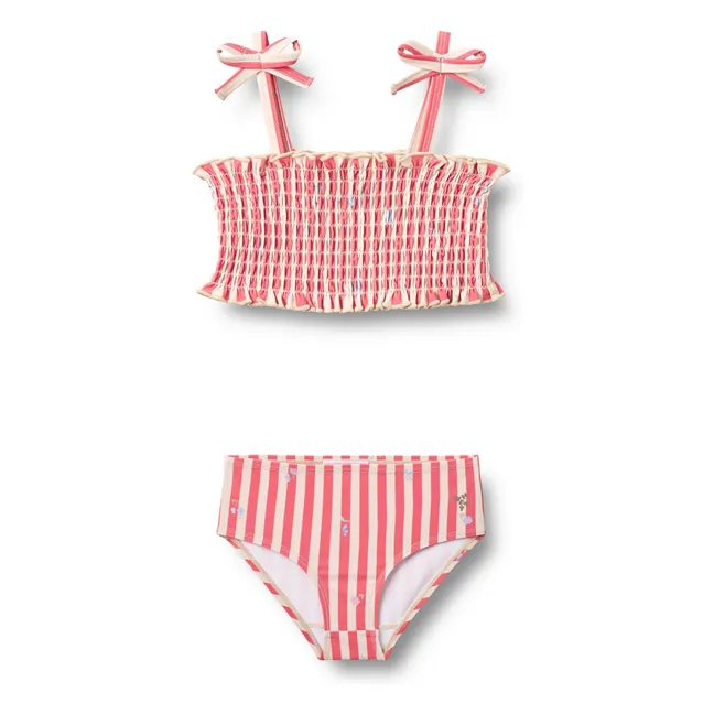 Maillot de Bain Carla Rayé Fibres Recyclées | Rouge