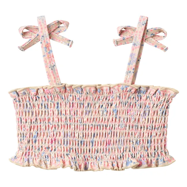 Maillot de Bain Carla Fleuri Fibres Recyclées | Rose pâle