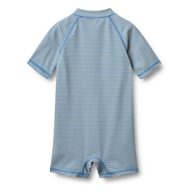 Combinaison de Bain Cas Rayée Fibres Recyclées | Bleu Clair