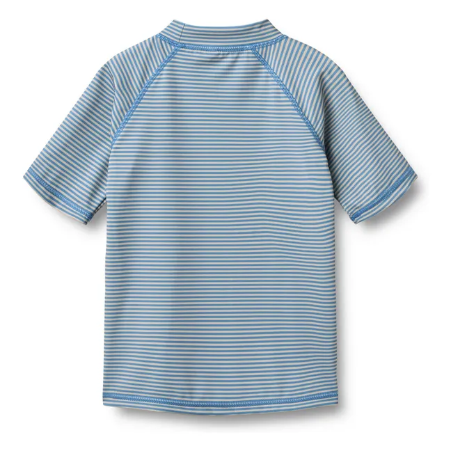 Camiseta de baño a rayas Jackie de fibra reciclada con protección UV | Azul Claro