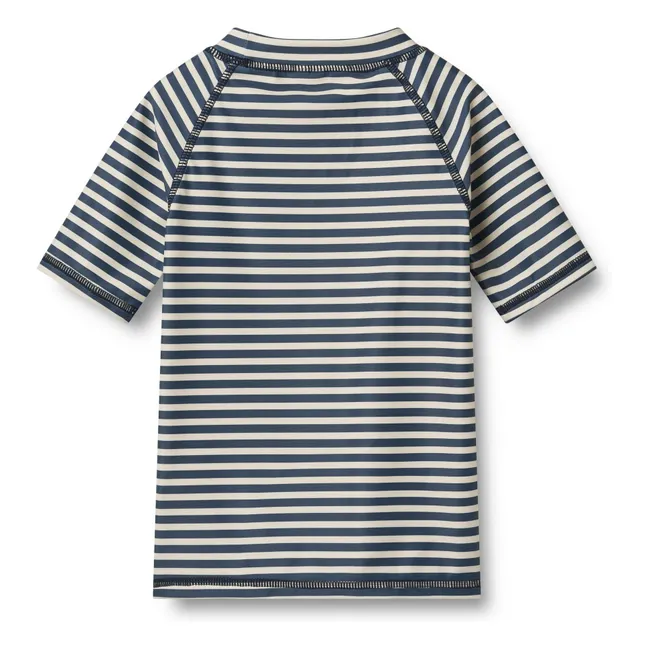 Camiseta de baño a rayas Jackie de fibra reciclada con protección UV | Azul oscuro