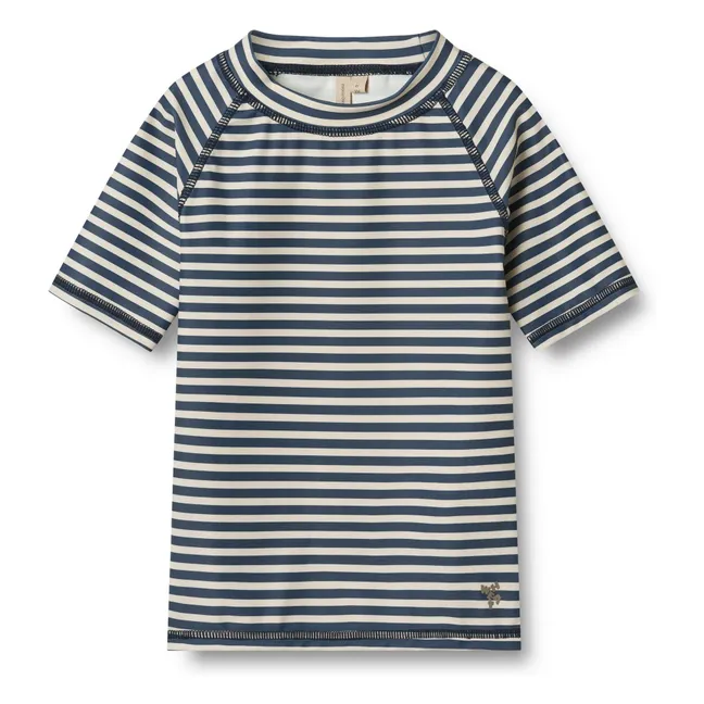 Camiseta de baño a rayas Jackie de fibra reciclada con protección UV | Azul oscuro