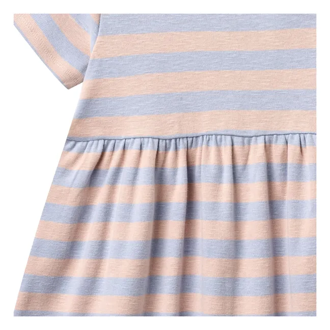 Robe Jersey Anna Rayée Coton Bio | Rose pâle