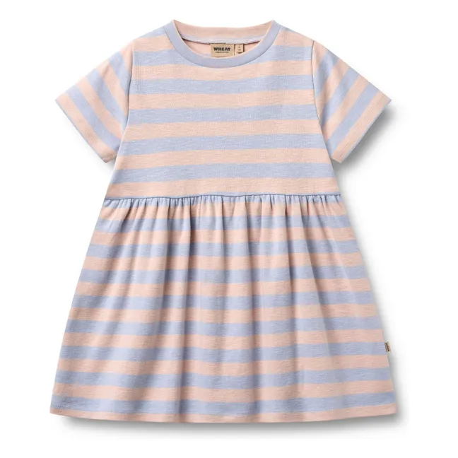 Robe Jersey Anna Rayée Coton Bio | Rose pâle