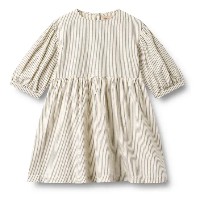 Robe Magda Rayée Coton Bio | Ecru