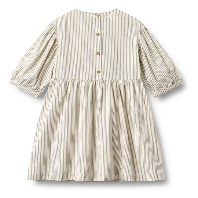 Robe Magda Rayée Coton Bio | Ecru