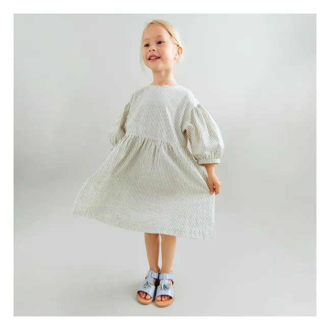 Robe Magda Rayée Coton Bio | Ecru