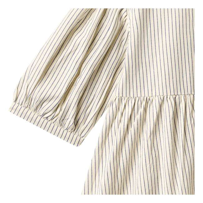Robe Magda Rayée Coton Bio | Ecru