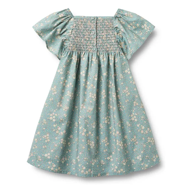 Robe Elva Fleurie Coton Bio | Bleu pâle
