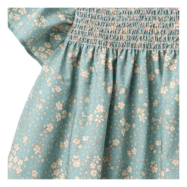 Robe Elva Fleurie Coton Bio | Bleu pâle