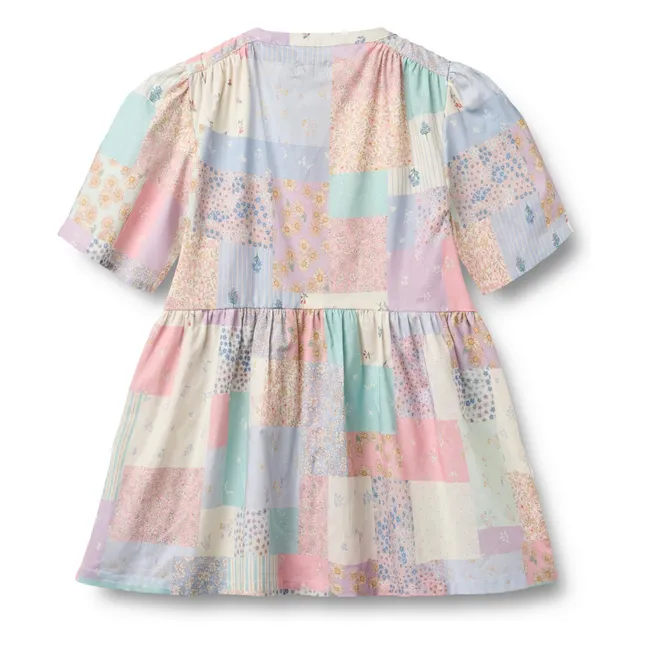 Annabell Patchwork Organic Cotton Dress | Pale yellow