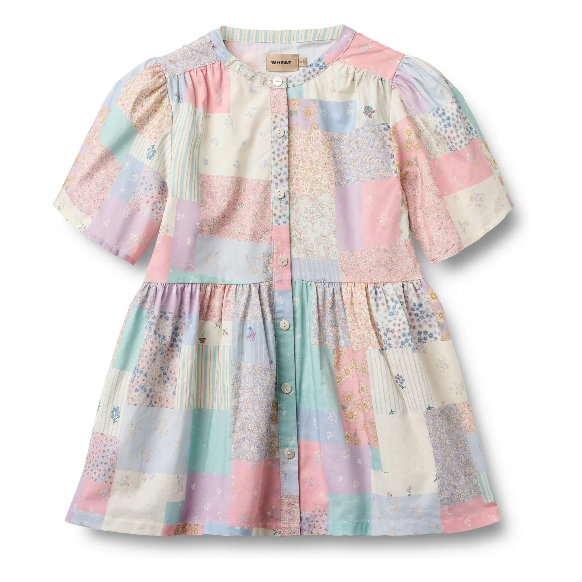Robe Annabell Patchwork Coton Bio | Jaune pâle- Image produit n°0