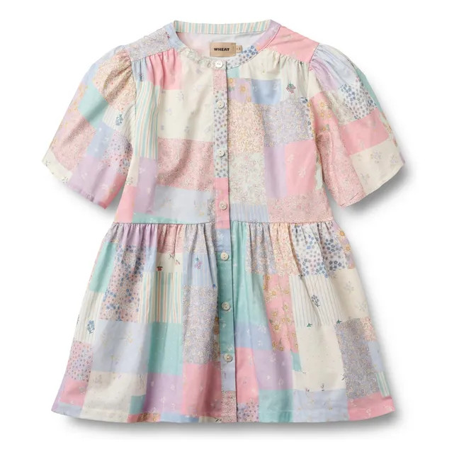 Annabell Patchwork Organic Cotton Dress | Pale yellow