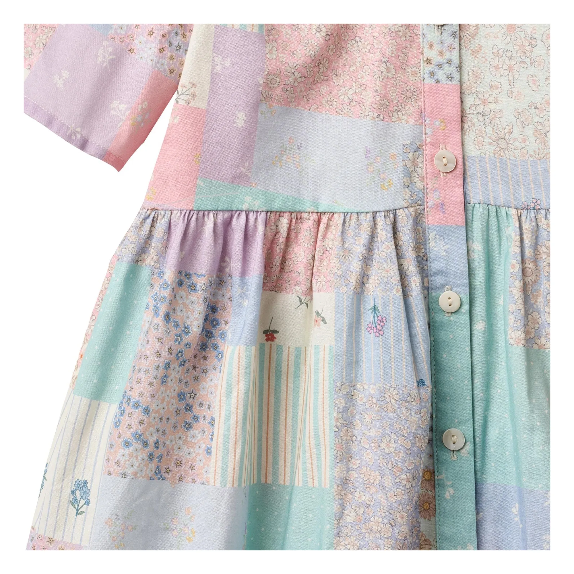 Robe Annabell Patchwork Coton Bio | Jaune pâle- Image produit n°1