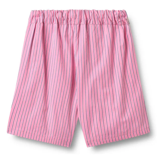 Bermudas de algodón orgánico a rayas coral | Rosa