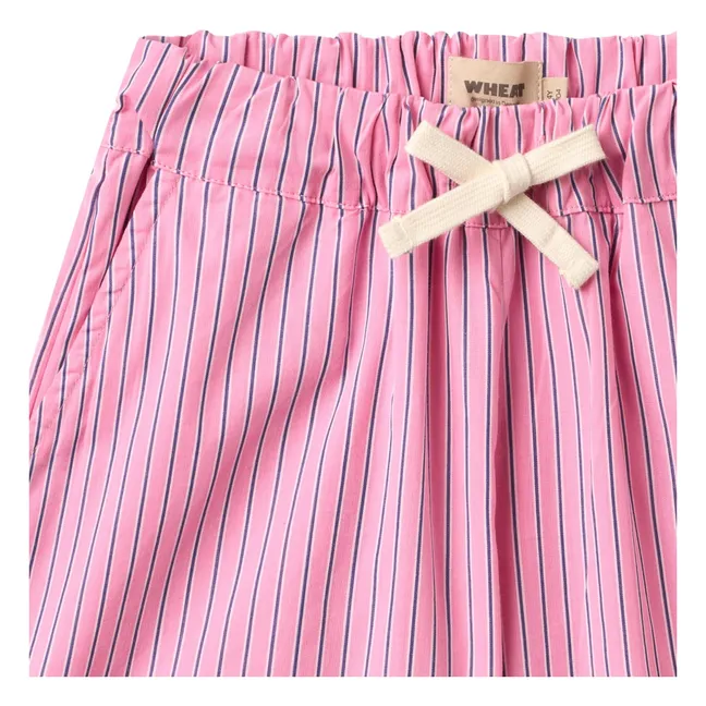 Coral Striped Organic Cotton Bermuda Shorts | Pink