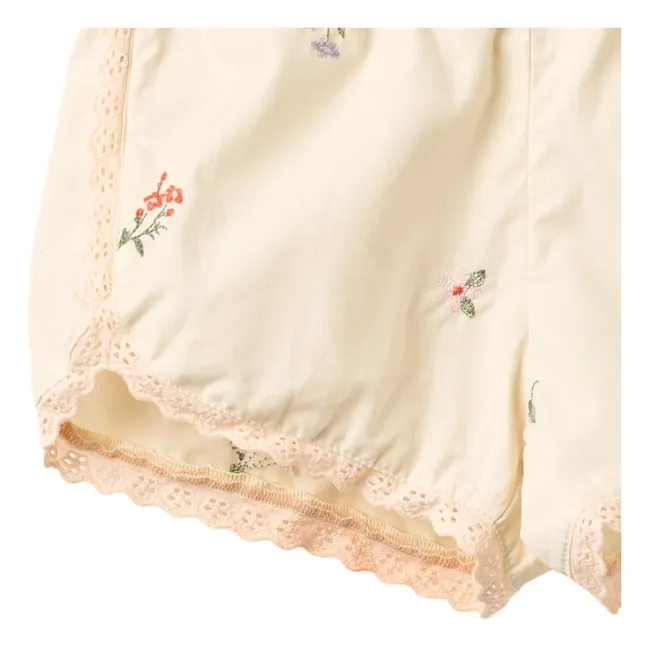 Short Brodé Lace Inger Fleurs Coton Bio | Ivoire