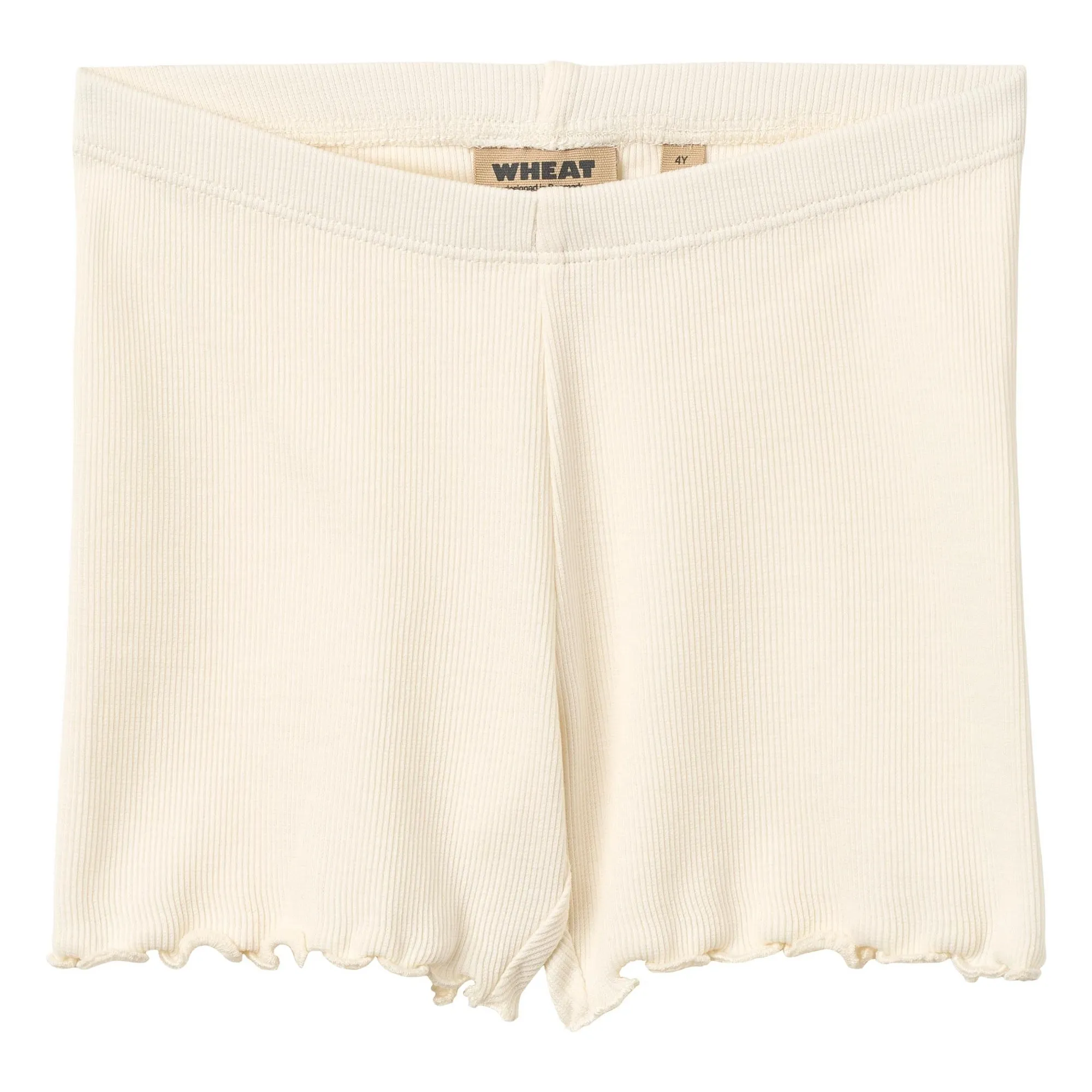 Wheat Unisex Kids Ivory Sine Ribbed Organic Cotton Shorts
