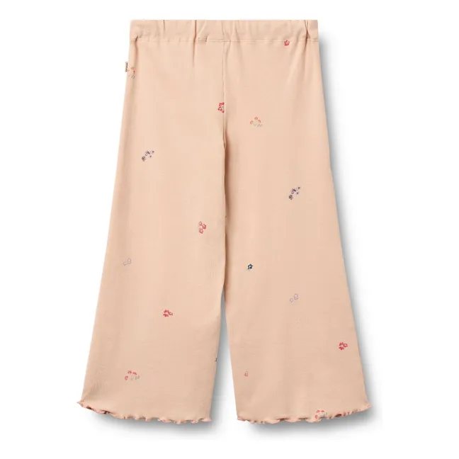 Pantalons Ela Fleurs Coton Bio | Rose pêche