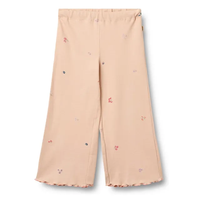 Pantalons Ela Fleurs Coton Bio | Rose pêche
