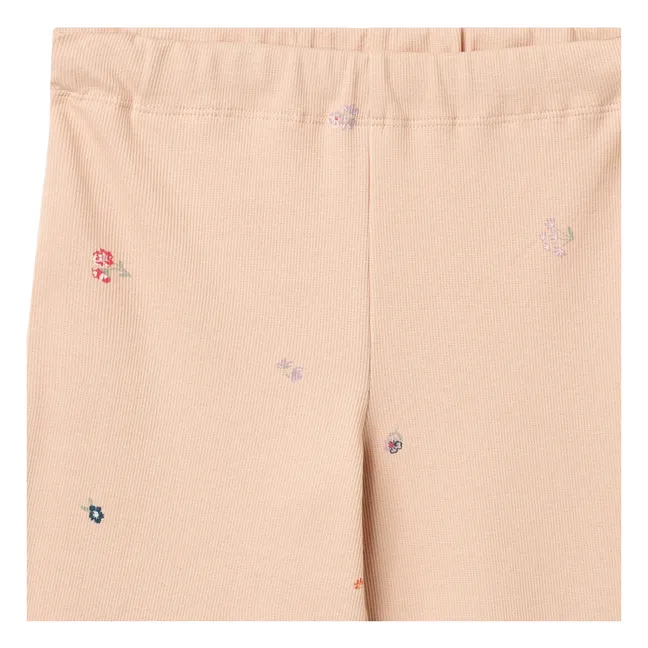 Pantalón de flores de algodón ecológico Ela | Rosa Melocotón