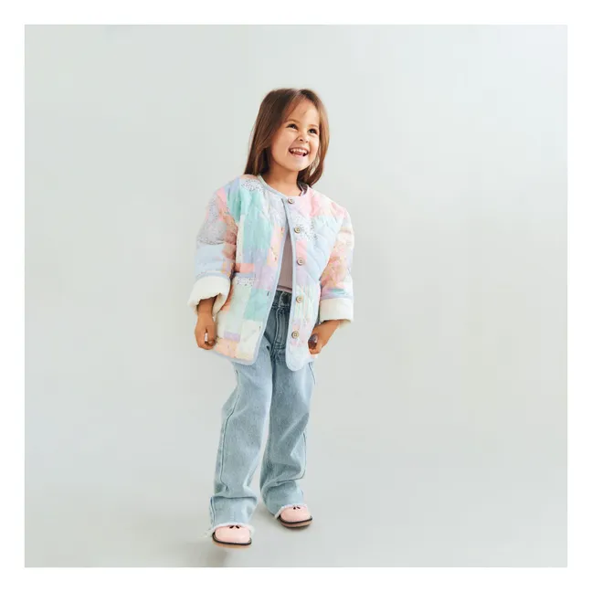 Veste Matelassée Inaja Patchwork Coton Bio | Bleu pâle