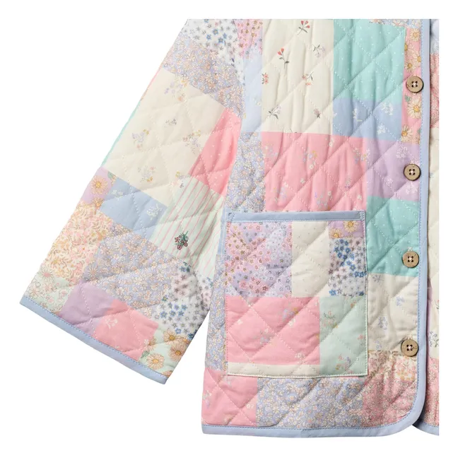 Inaja Patchwork Organic Cotton Quilted Jacket | Pale blue